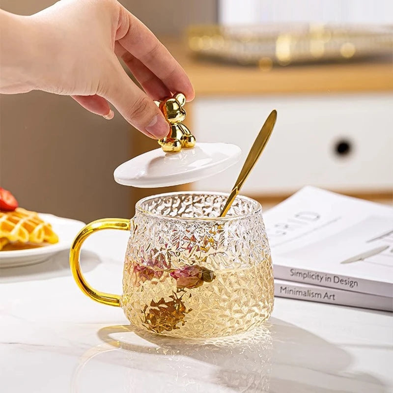 Glass Cup With Lid And Spoon