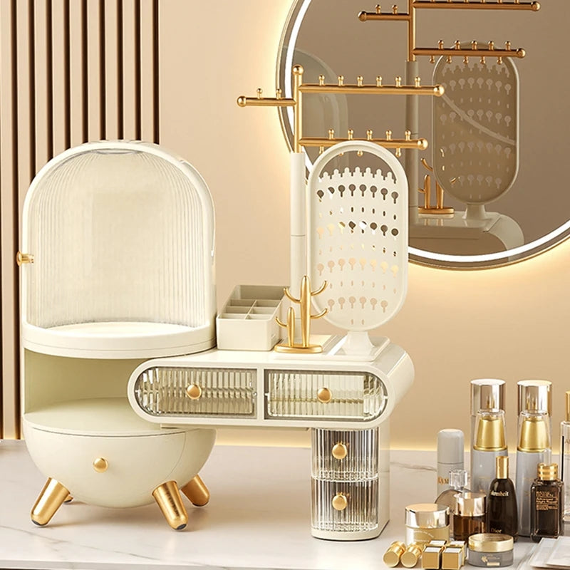 Luxury Dressing Table Cosmetics Storage Box Desktop Jewelry Integrated Dustproof High-Grade organizer