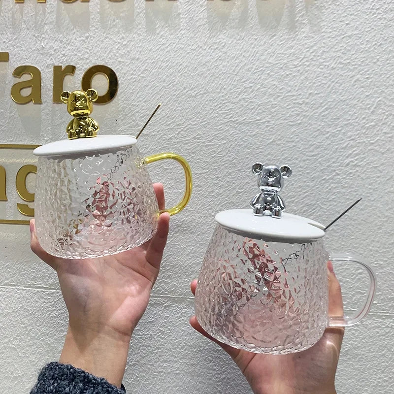 Glass Cup With Lid And Spoon