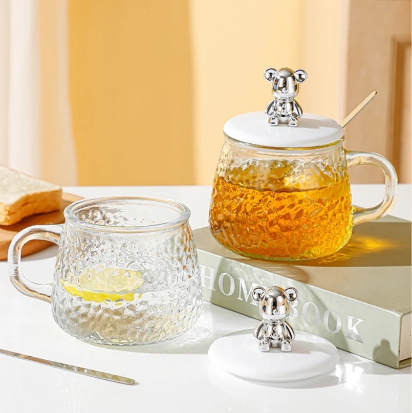 Glass Cup With Lid And Spoon