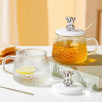 Glass Cup With Lid And Spoon