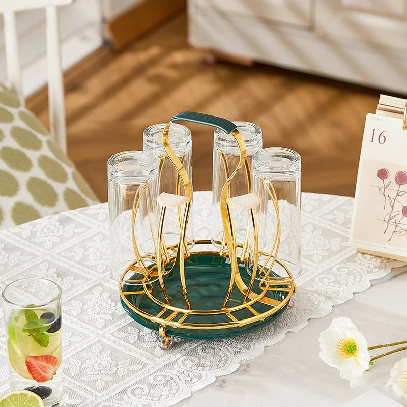 6 Cup Golden Drying Rack,Mug Draining Organizer