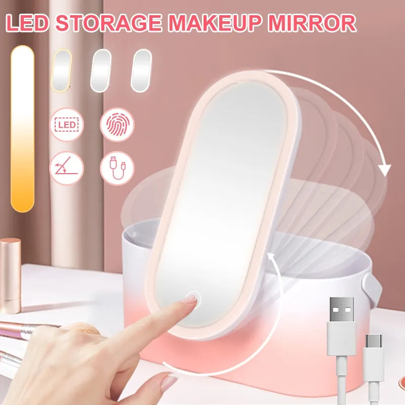 Cosmetic Organizer With Led Mirror