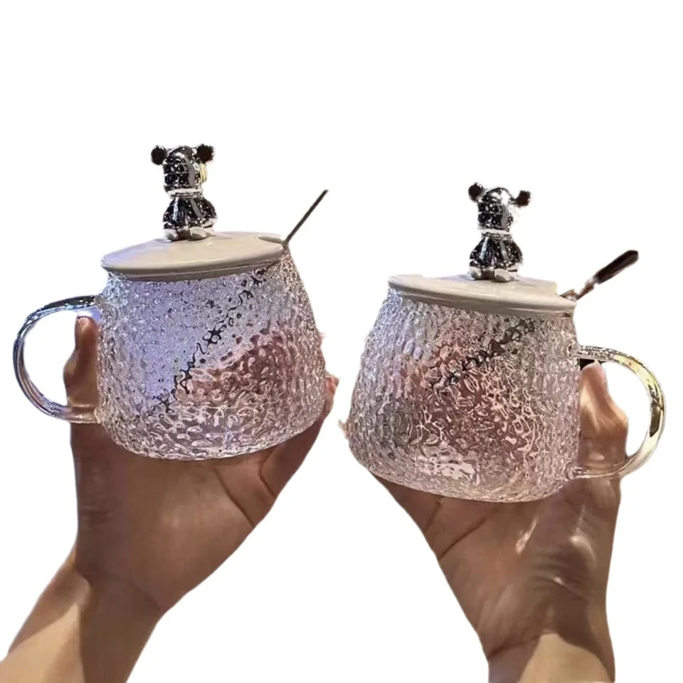 Glass Cup With Lid And Spoon