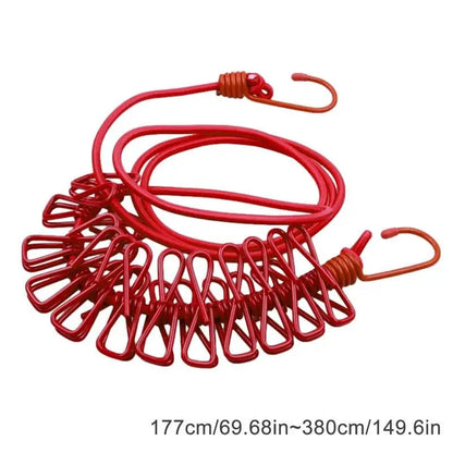 clothes drying rope 12 clips with 2 hooks