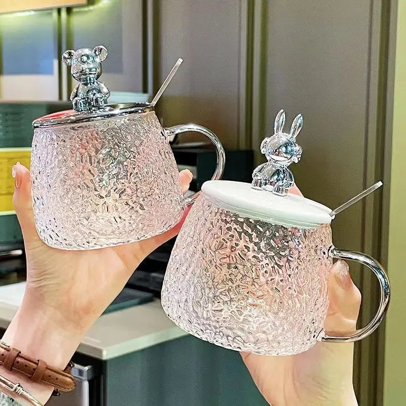 Glass Cup With Lid And Spoon