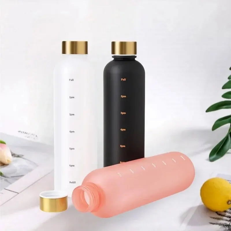 Motivational Reusable water bottle - Colorful plastic body bottle  - One liter water Bottle