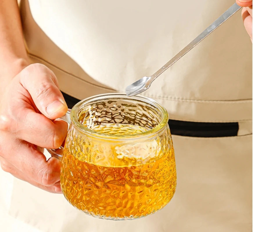 Glass Cup With Lid And Spoon