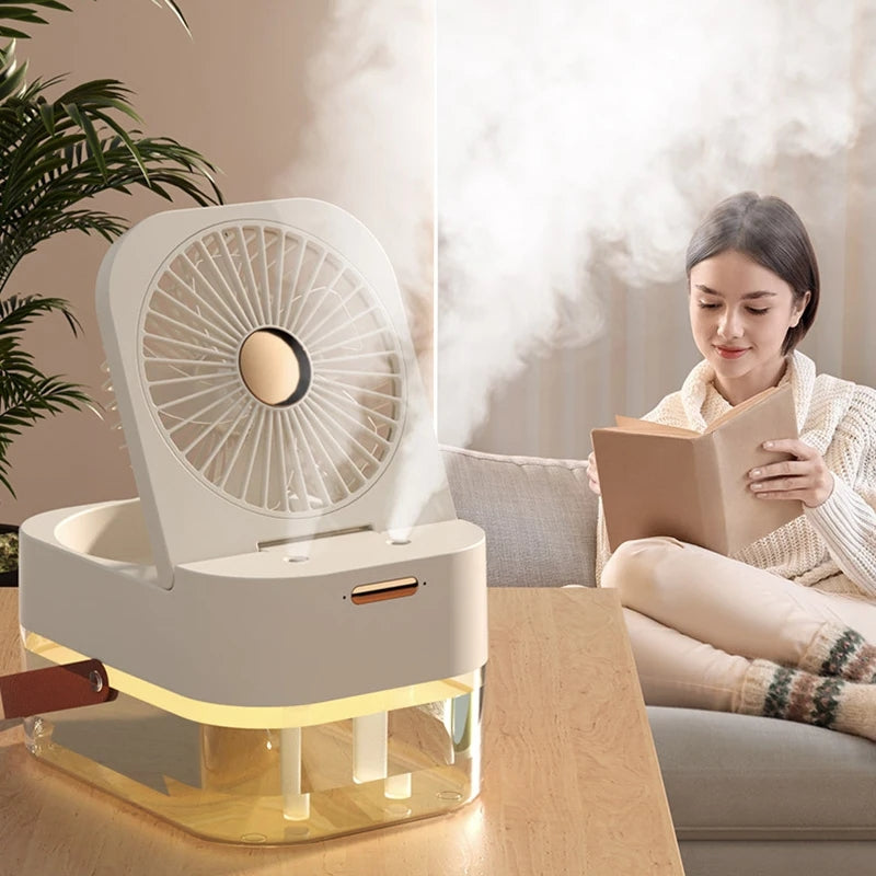 Double Spray Portable Humidifier Fan With Lamp