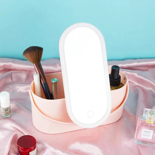 Cosmetic Organizer With Led Mirror