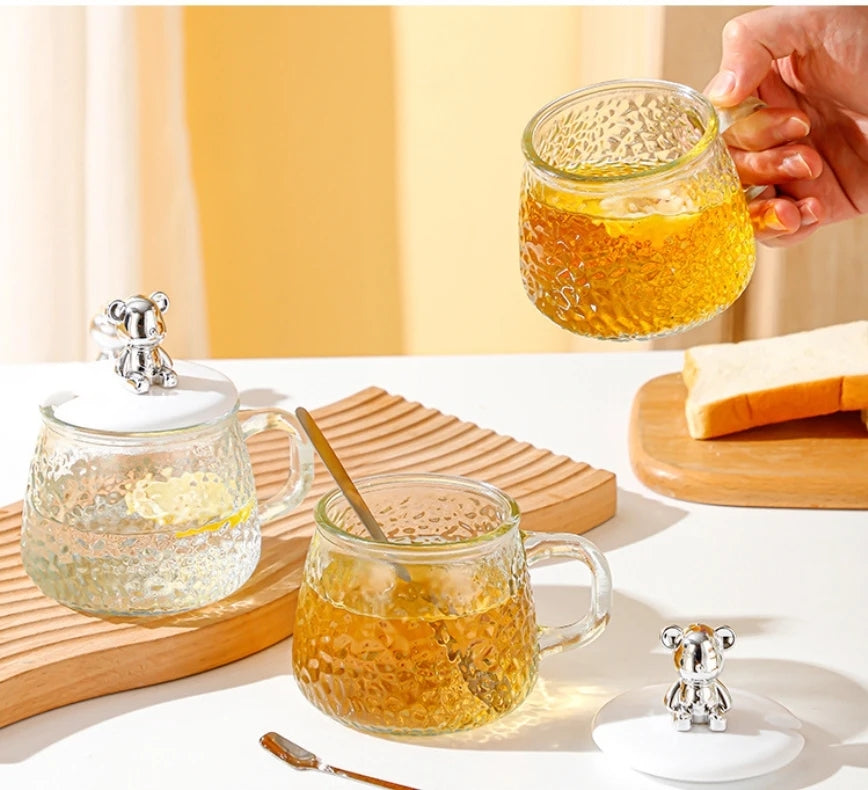 Glass Cup With Lid And Spoon