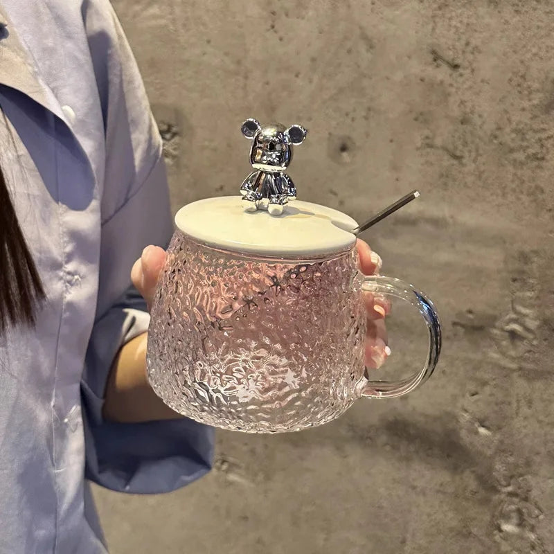 Glass Cup With Lid And Spoon