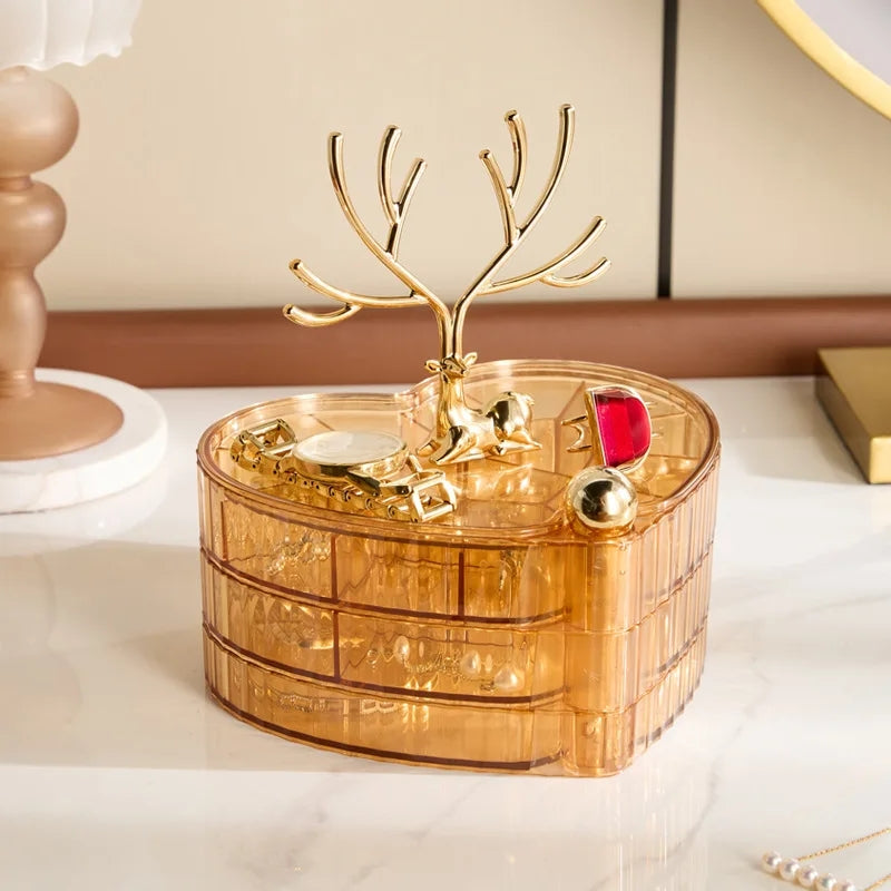 deer acrylic 3 layer jewellery box