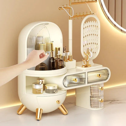 Luxury Dressing Table Cosmetics Storage Box Desktop Jewelry Integrated Dustproof High-Grade organizer