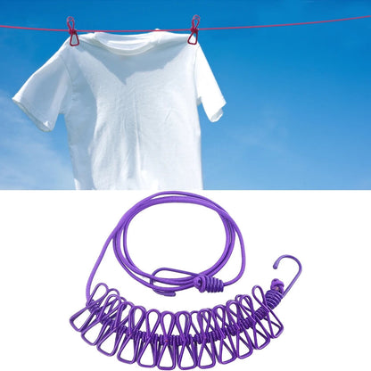clothes drying rope 12 clips with 2 hooks