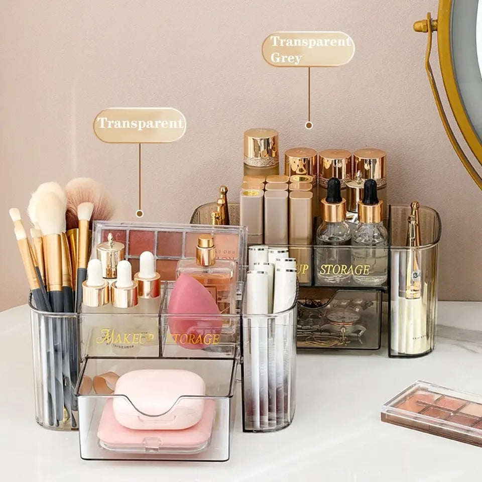 Transparent makeup storage organizer