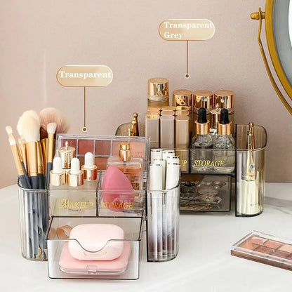 Transparent makeup storage organizer