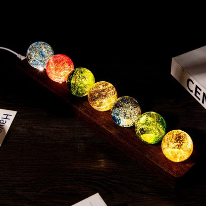 LED 7 Crystal Ball on wooden stand