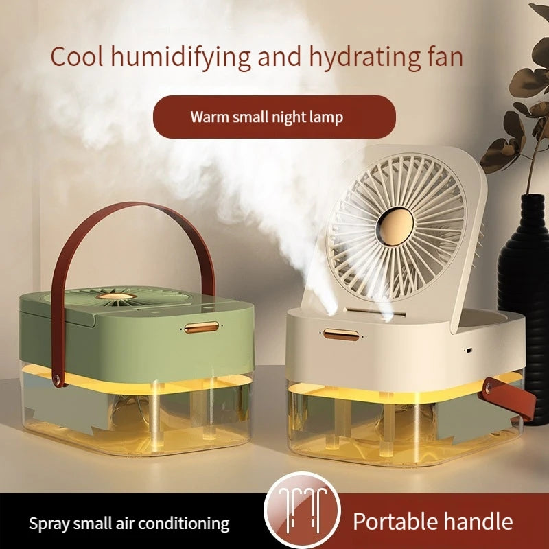 Double Spray Portable Humidifier Fan With Lamp