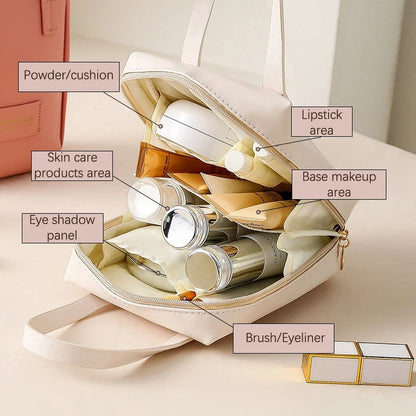 Faux Leather cosmetic organizer - Zipper cosmetic bag