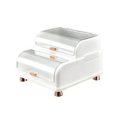 Kitchen Double Layer Dish Rack with Lid