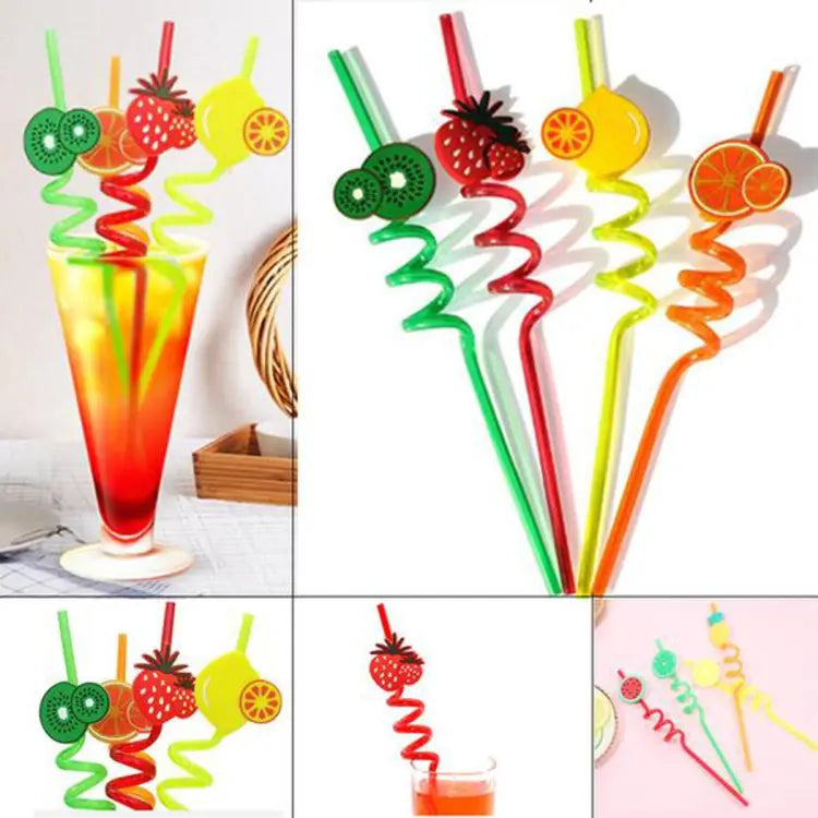 4Pcs Reusable Fruit Shaped Straws