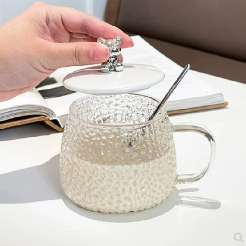 Glass Cup With Lid And Spoon