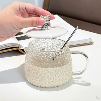 Glass Cup With Lid And Spoon