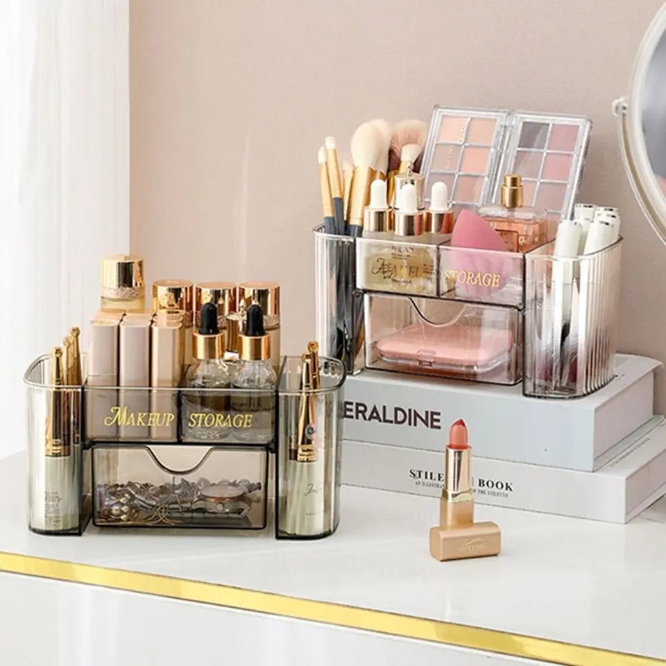 Transparent makeup storage organizer