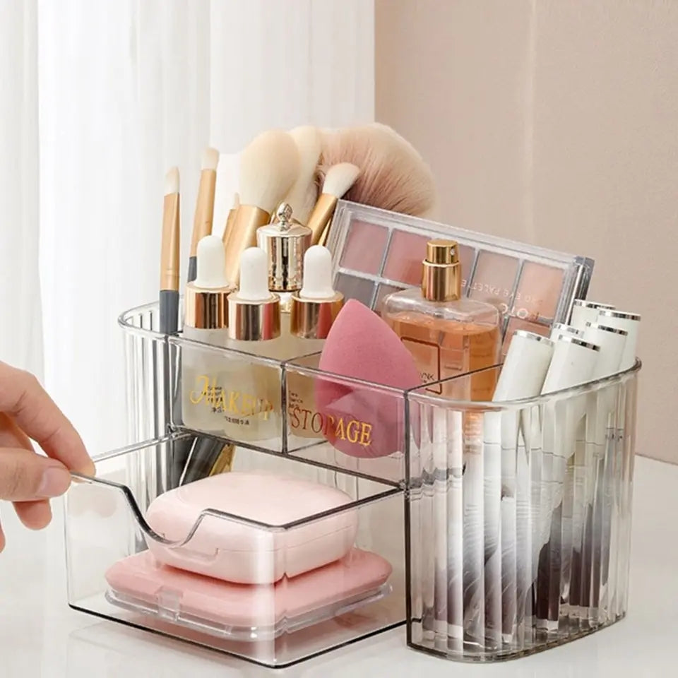 Transparent makeup storage organizer