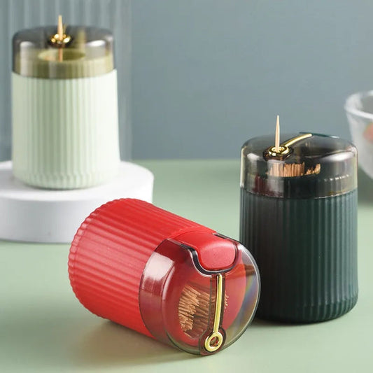Top press toothpick holder