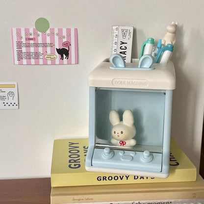 creative doll machine shaped pen holder storage box
