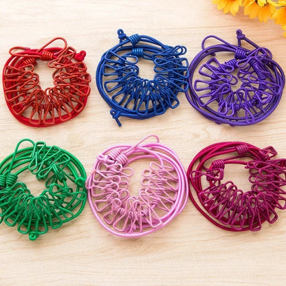 clothes drying rope 12 clips with 2 hooks