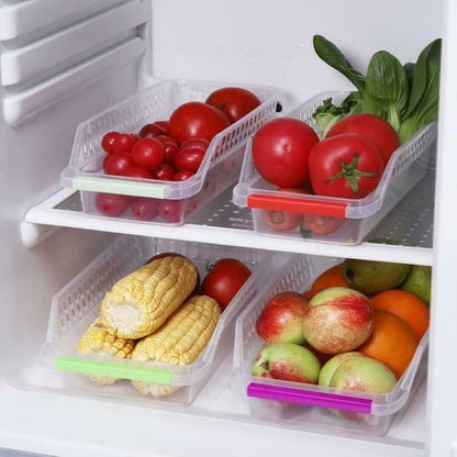 Colorful storage fridge baskets