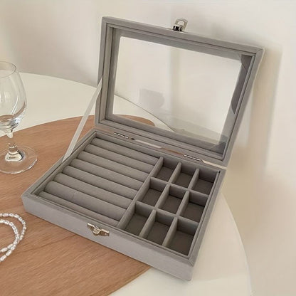 Velvet Rings & Earrings Organizer Storage Box