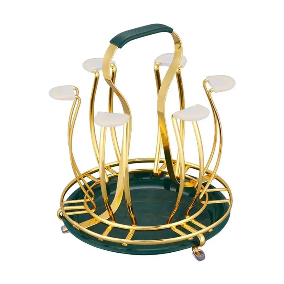6 Cup Golden Drying Rack,Mug Draining Organizer