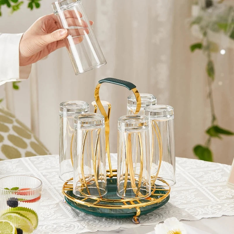 6 Cup Golden Drying Rack,Mug Draining Organizer