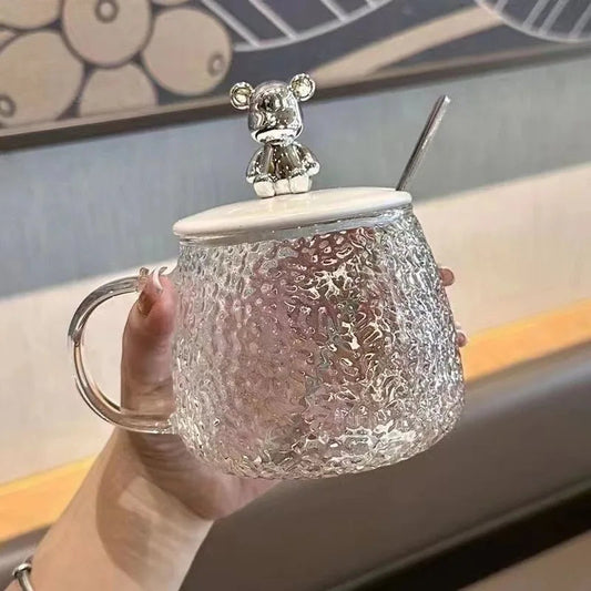 Glass Cup With Lid And Spoon