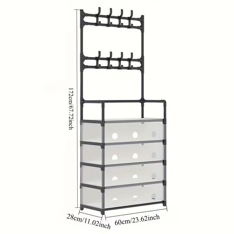 Dustproof Shoe Rack with Hanging Organizer – Space-Saving Multi-Layer Shoe Storage Cabinet