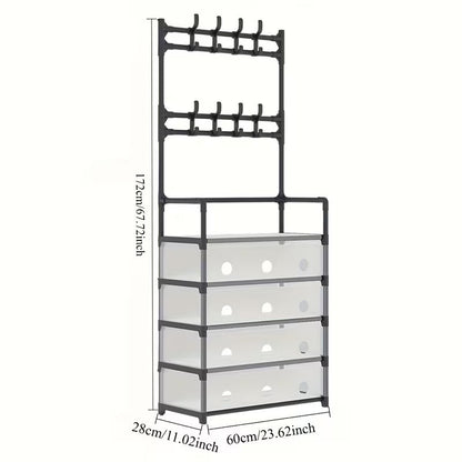 Dustproof Shoe Rack with Hanging Organizer – Space-Saving Multi-Layer Shoe Storage Cabinet