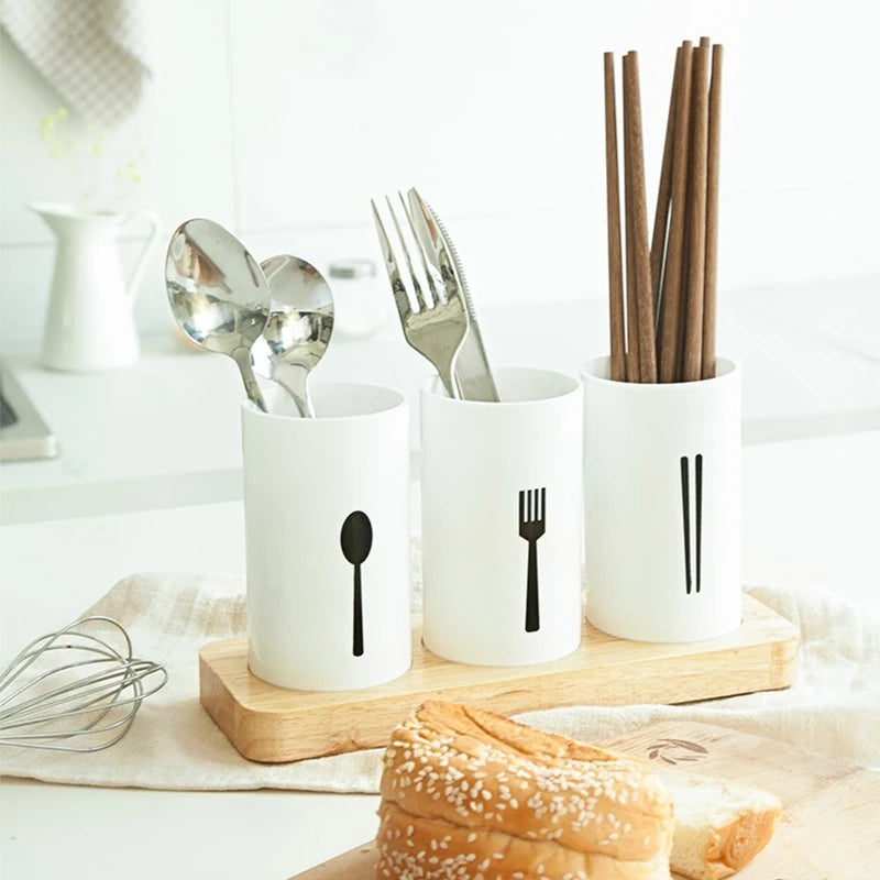3pcs Drain Chopsticks Holder with tray