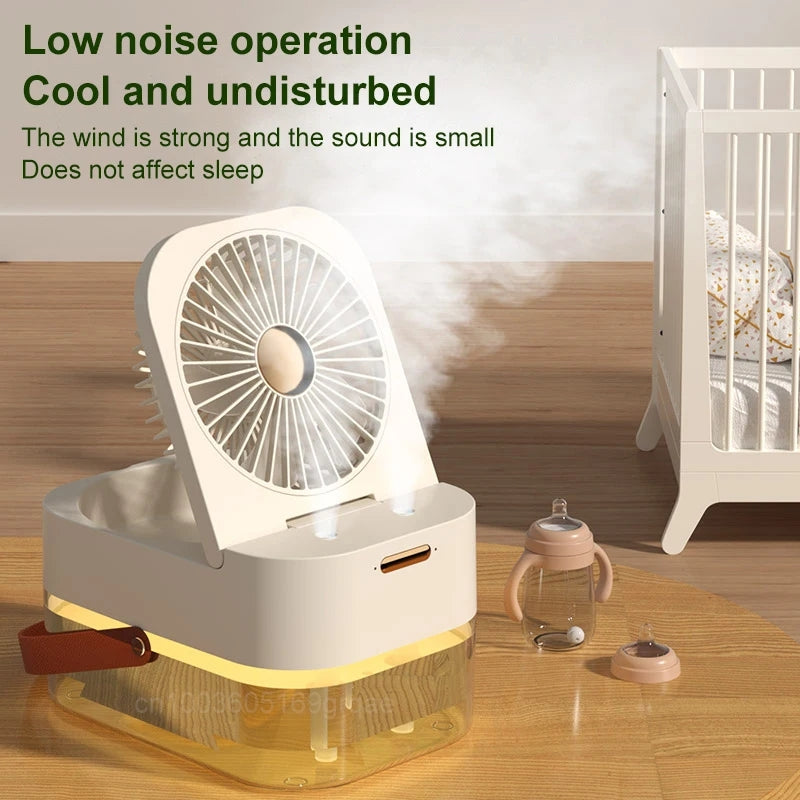 Double Spray Portable Humidifier Fan With Lamp