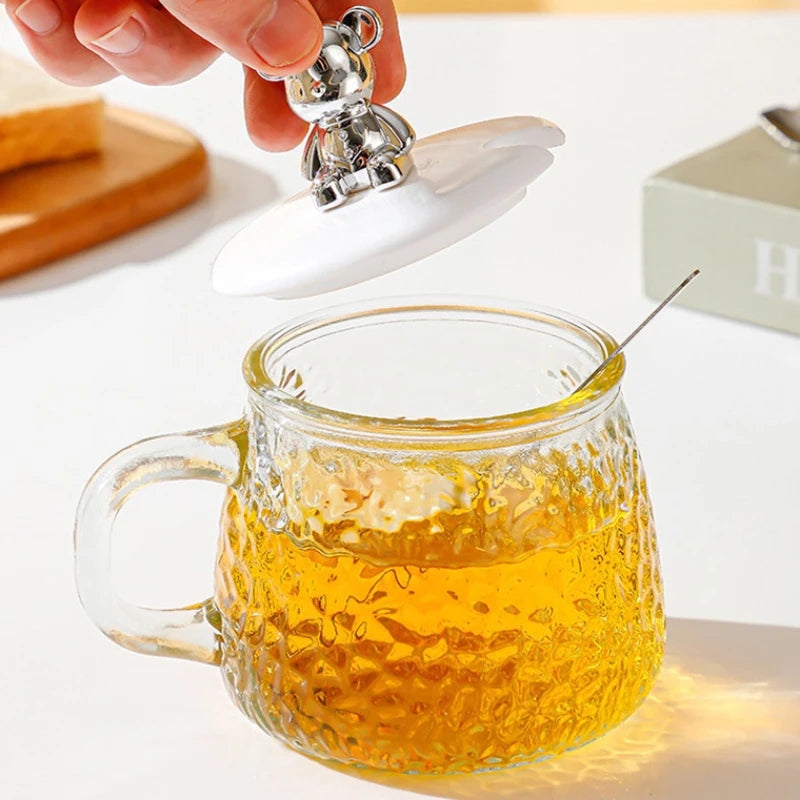 Glass Cup With Lid And Spoon
