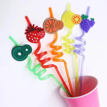 4Pcs Reusable Fruit Shaped Straws