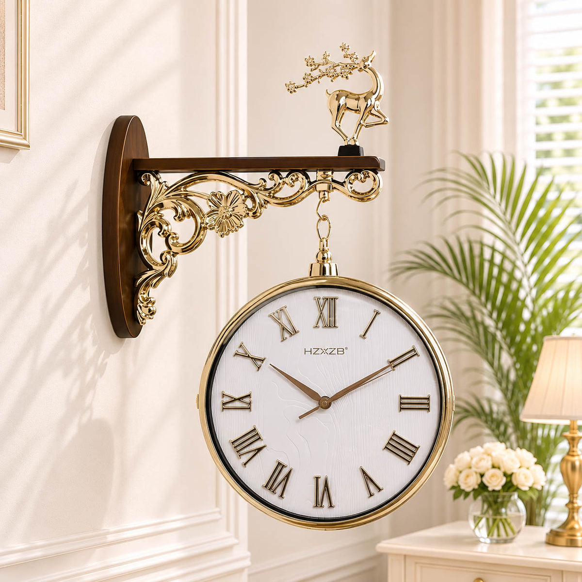 Hyzxing Vintage Dual-Face Station Wall Clock | 14-Inch Wall Decor
