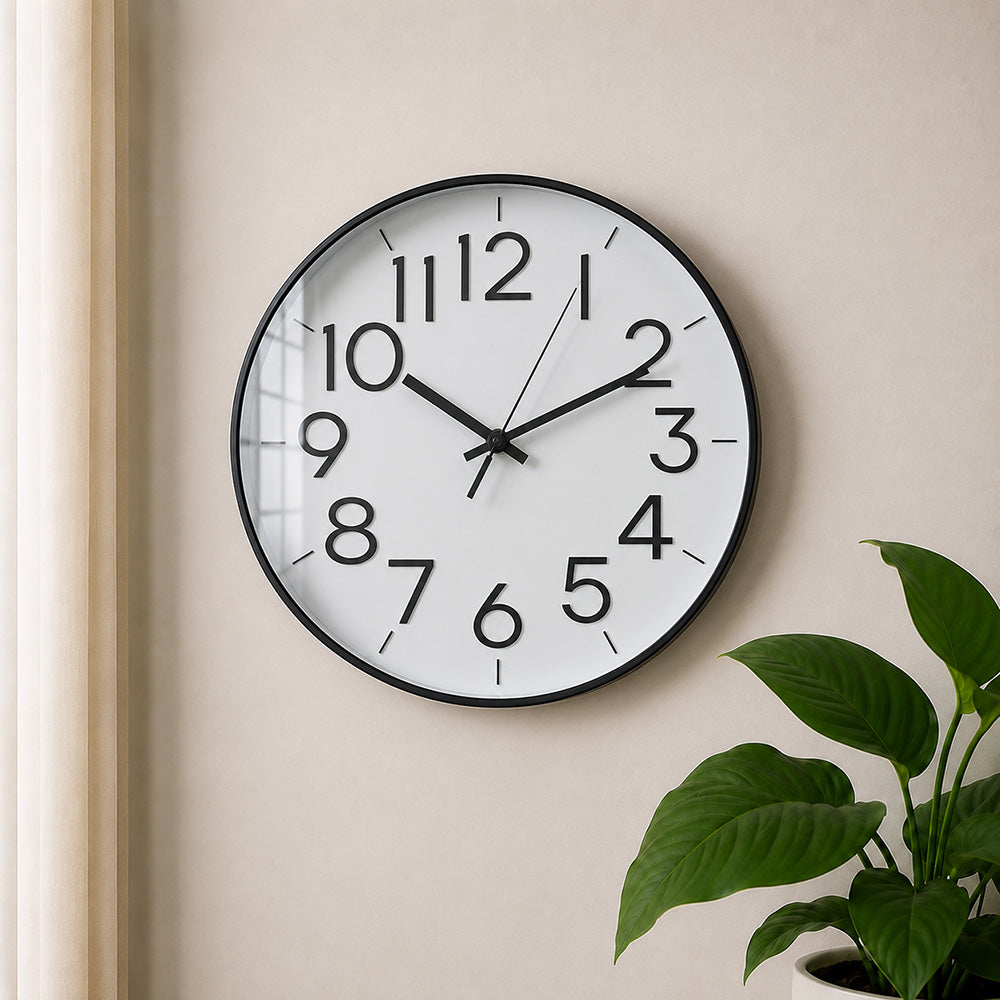 Modern Luxury Silent Wall Clock (12 Inches) – Ultra-Silent Metal Analog Decorative Clock for Living Room & Office