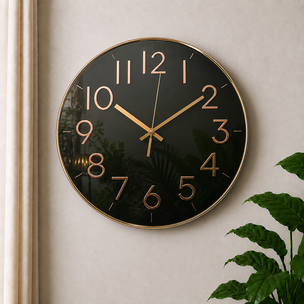 Modern Luxury Silent Wall Clock (12 Inches) – Ultra-Silent Metal Analog Decorative Clock for Living Room & Office