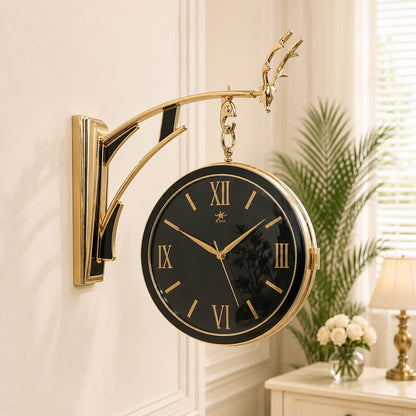 Imported Dual-Sided Station Wall Clock with Silent Quartz Movement