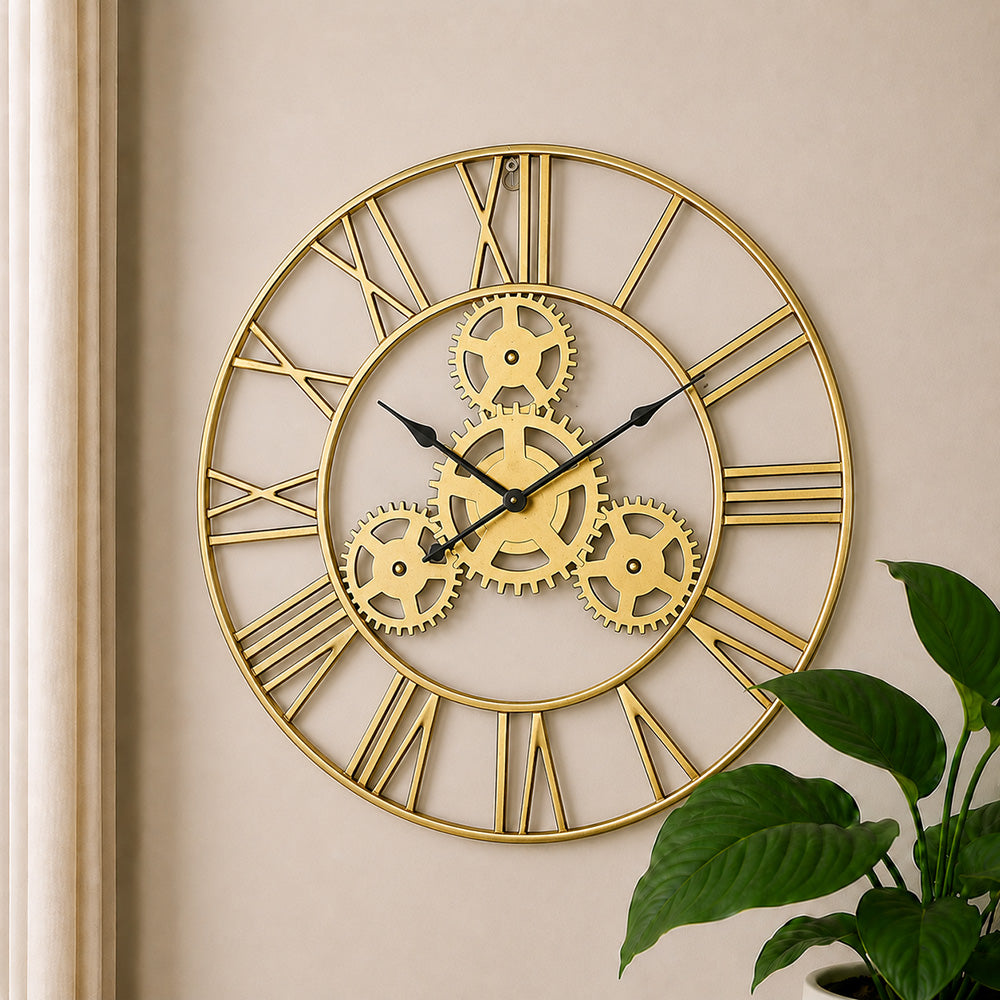 Modern Luxury Silent Metal Wall Clock (20 Inches) – Ticking-Free Battery-Operated Decorative Analog Clock for Living Room & Office