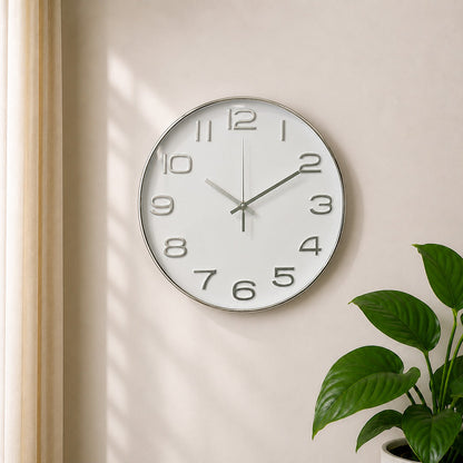 Modern Luxury Silent Metal Wall Clock (12 Inches) – Classic Numeric Dial, Ticking-Free Battery-Operated Clock for Living Room & Office
